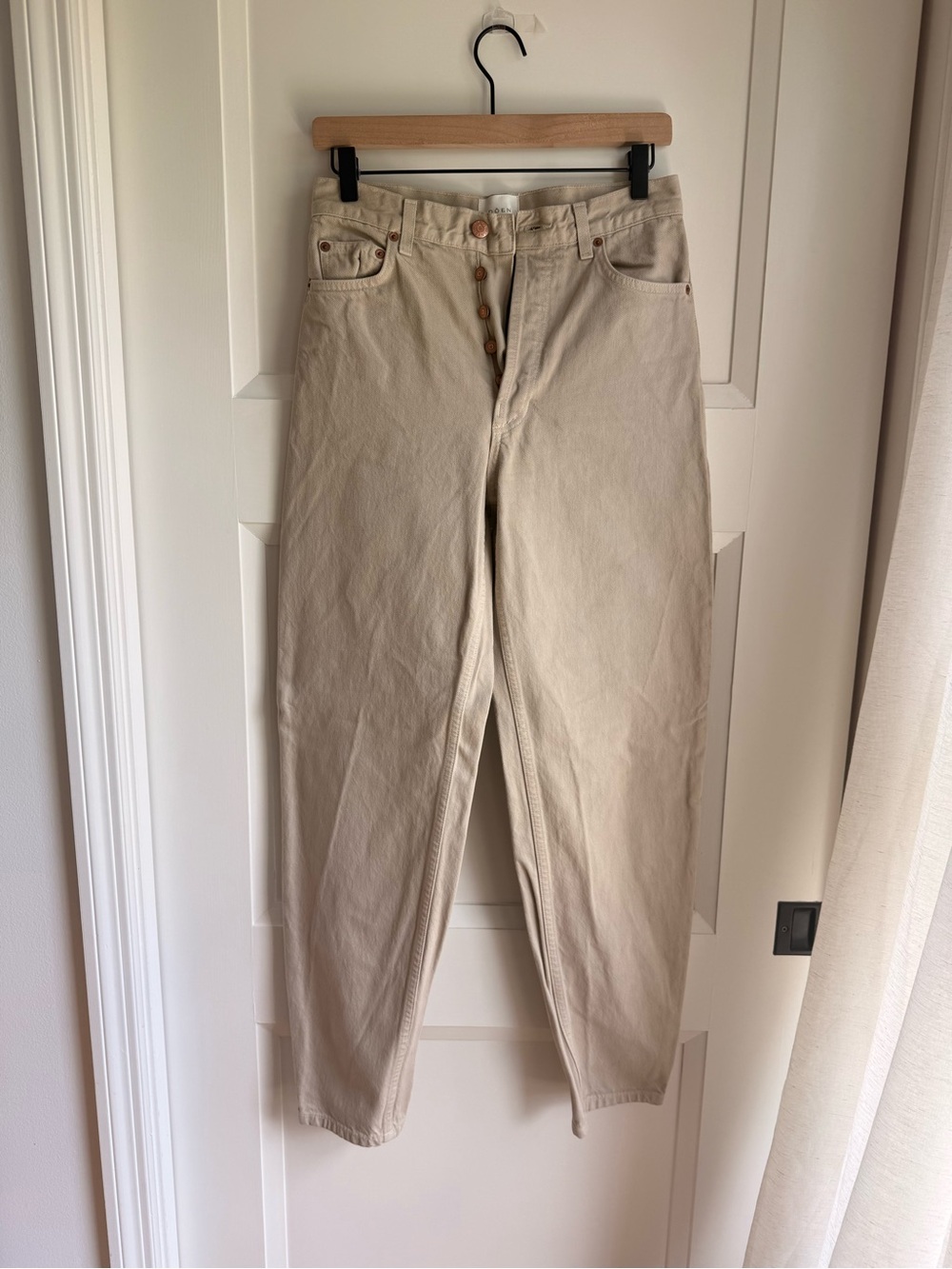 Doen High-Rise Cream Straight-Leg Jeans